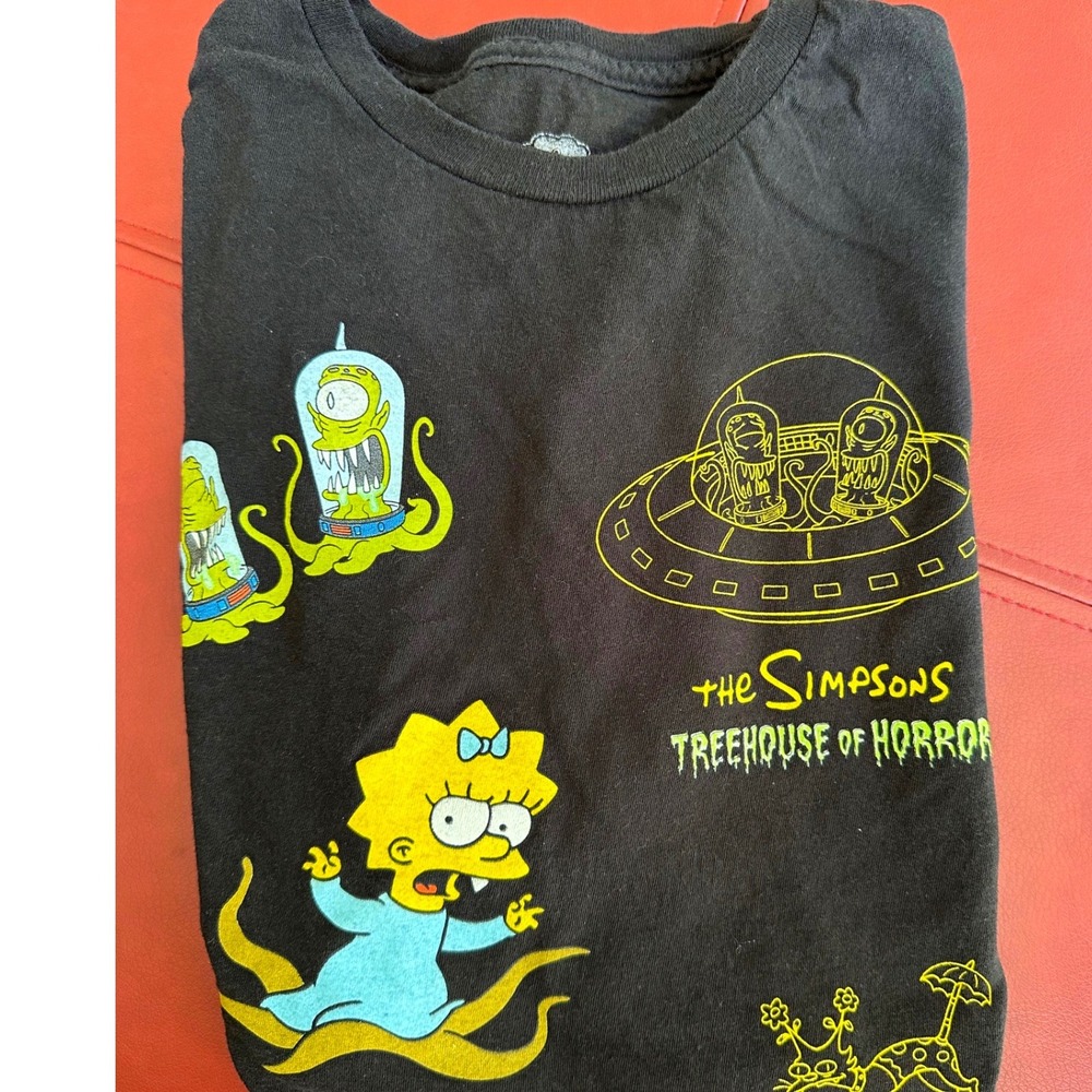 The Simpsons Treehouse of Horror T-Shirt Black Mens Large Skeleton/Halloween